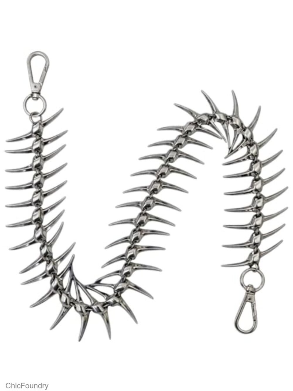 Metal Fishbone Spike Link Pant Chain Punk Goth Waist Accessory
